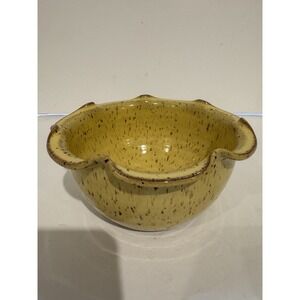 Hobbiest Yellow Specked POTTERY BOWL  MID CENTURY STUDIO Signed